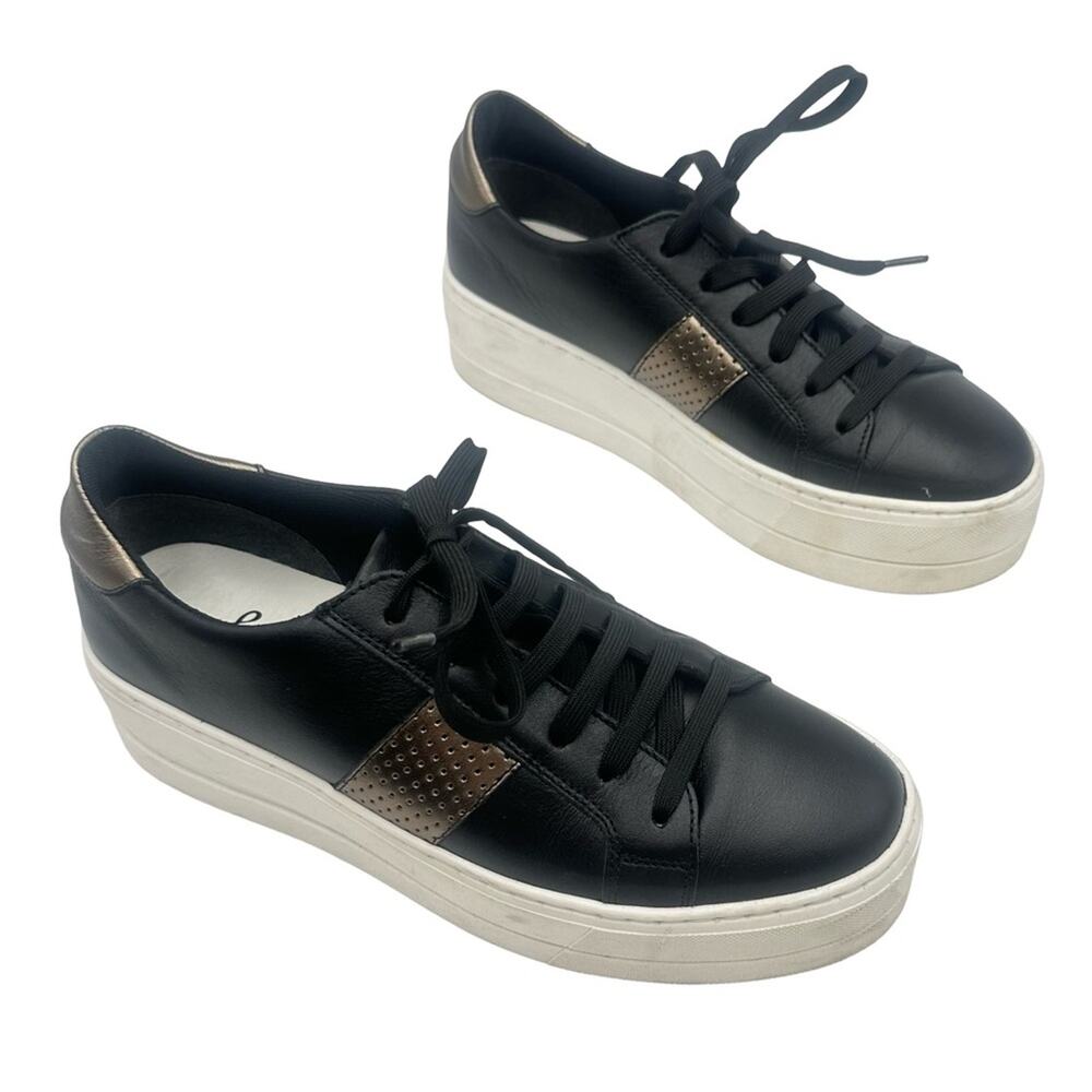 BOS & CO women's black leather platform sneakers Made in Portugal /size 38EU/7US